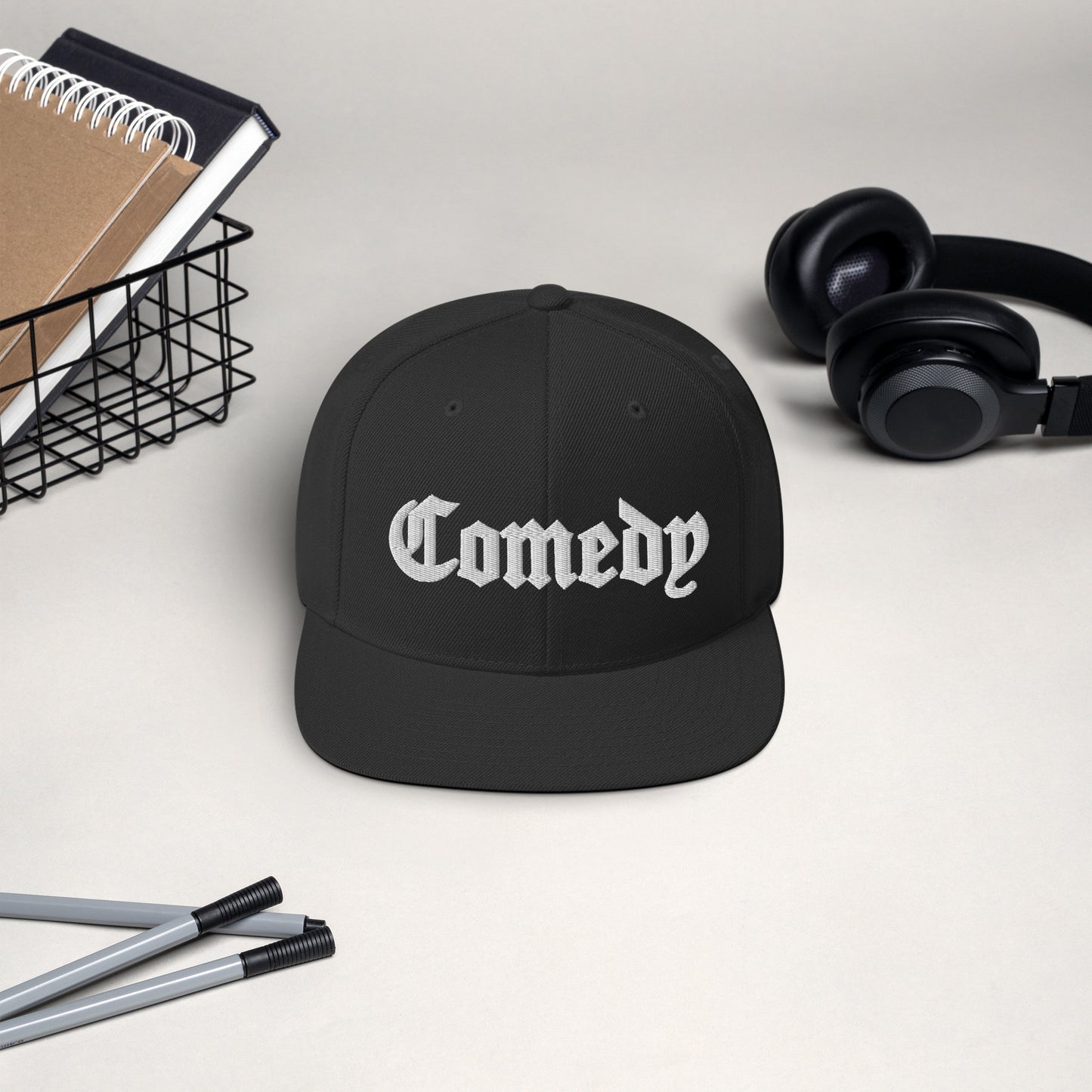 Black Snapback with Attitude - Comedy the Brand - Retro Style Stand-Up Comedy Fan Gear